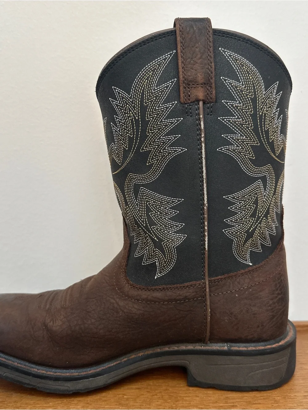 Ariat WorkHog Bruin Boots Kids Boys 5 US Brown Leather Cowboy Western Square Toe